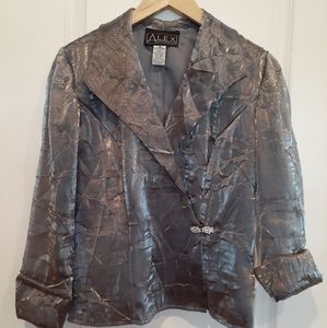 Alex Evenings Dress Top,M,Silver,LikeNew